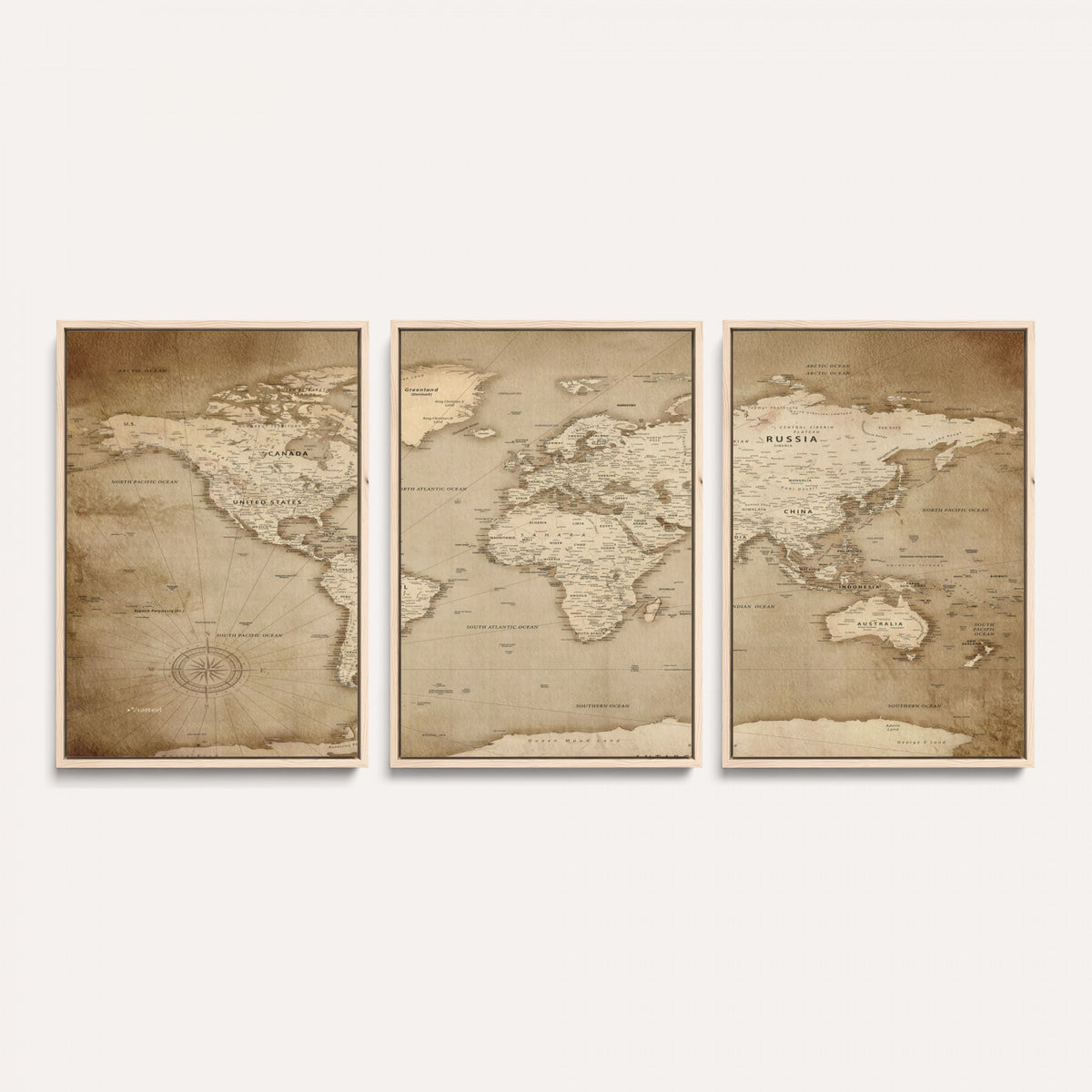 34795134-MGV-CV-36X24 - World Map Wall Art Canvas Print, Modern Decorative Framed Map Artwork Prints for Living Room, Office, Bedroom Wall Decor