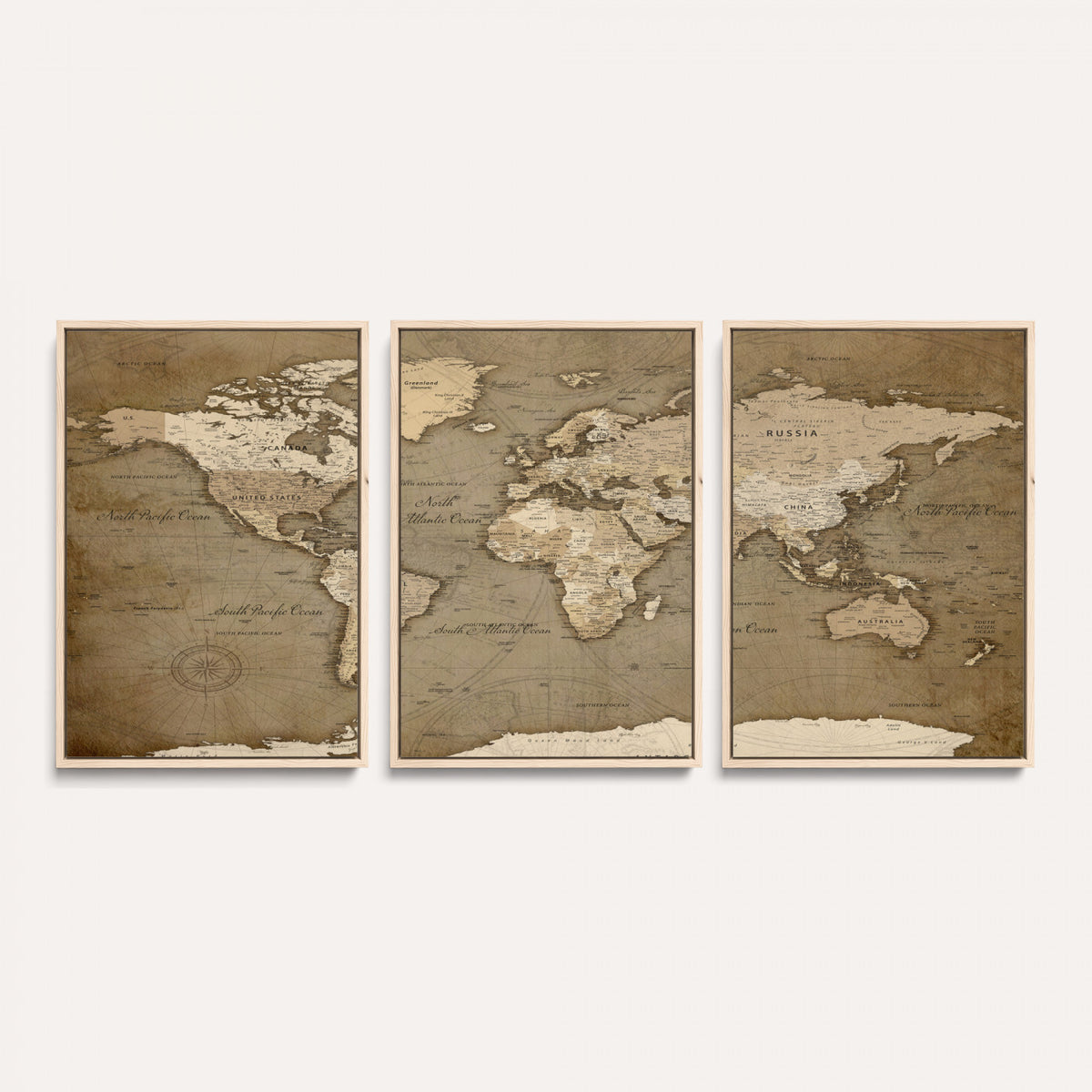 82314635-MGV-CV-36X24 - World Map Wall Art Canvas Print, Modern Decorative Framed Map Artwork Prints for Living Room, Office, Bedroom Wall Decor