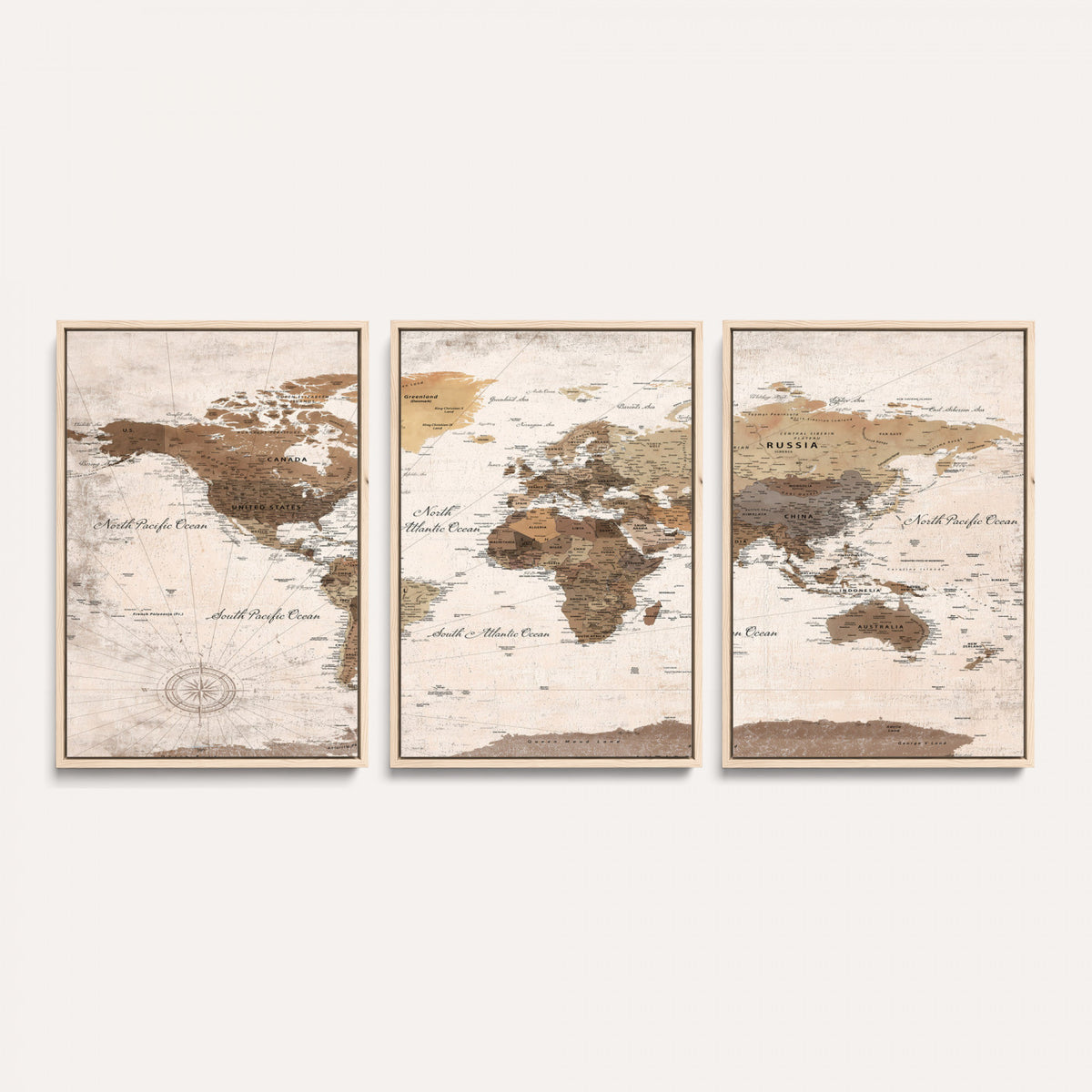 38923639-MGV-CV-36X24 - World Map Wall Art Canvas Print, Modern Decorative Framed Map Artwork Prints for Living Room, Office, Bedroom Wall Decor