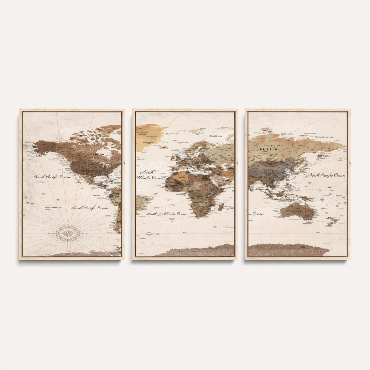 69860078-MGV-CV-36X24 - World Map Wall Art Canvas Print, Modern Decorative Framed Map Artwork Prints for Living Room, Office, Bedroom Wall Decor