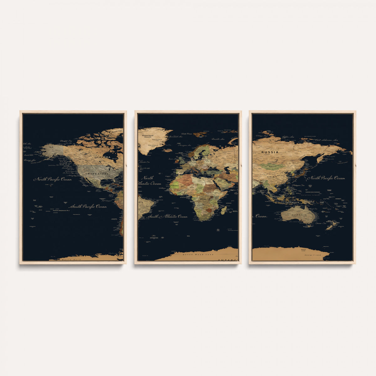 94449133-MGV-CV-36X24 - Vintage World Map Canvas on the Dark Background Wall Art