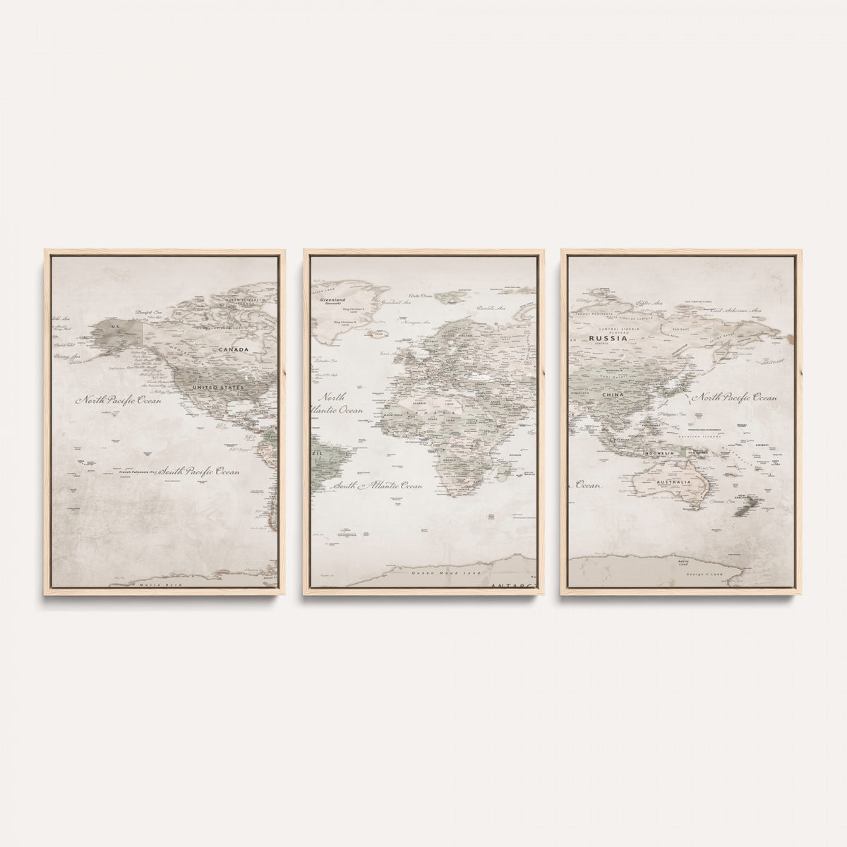90355419-MGV-CV-36X24 - Antique Style World Map Canvas Print | Vintage Detailed World Map Art for Travel Lovers