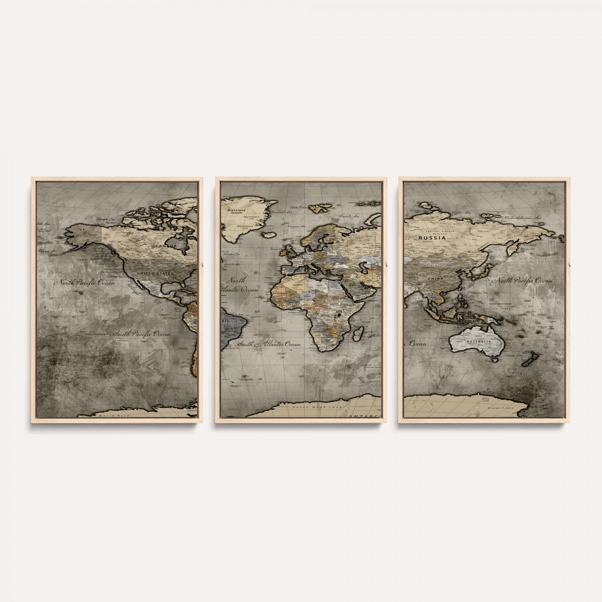 85218700-MGV-CV-36X24 - World Map Canvas Print, Detailed Map of the World Wall Art