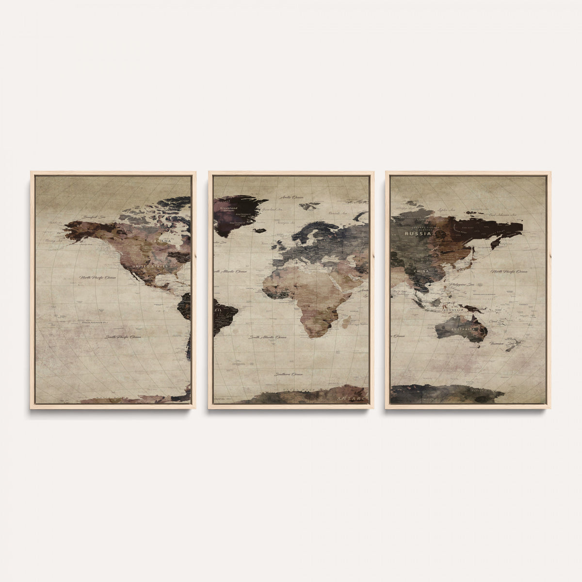59159103-MGV-CV-36X24 - World Map Canvas Print, Detailed Map of the World, Adventure Gift for Couples and Anniversaries