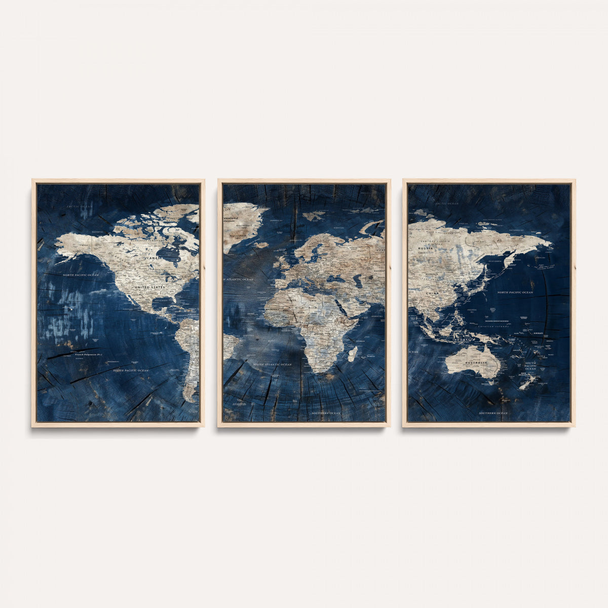 56126010-MGV-CV-36X24 - Large Blue World Map Wall Art Canvas Print for Home Office