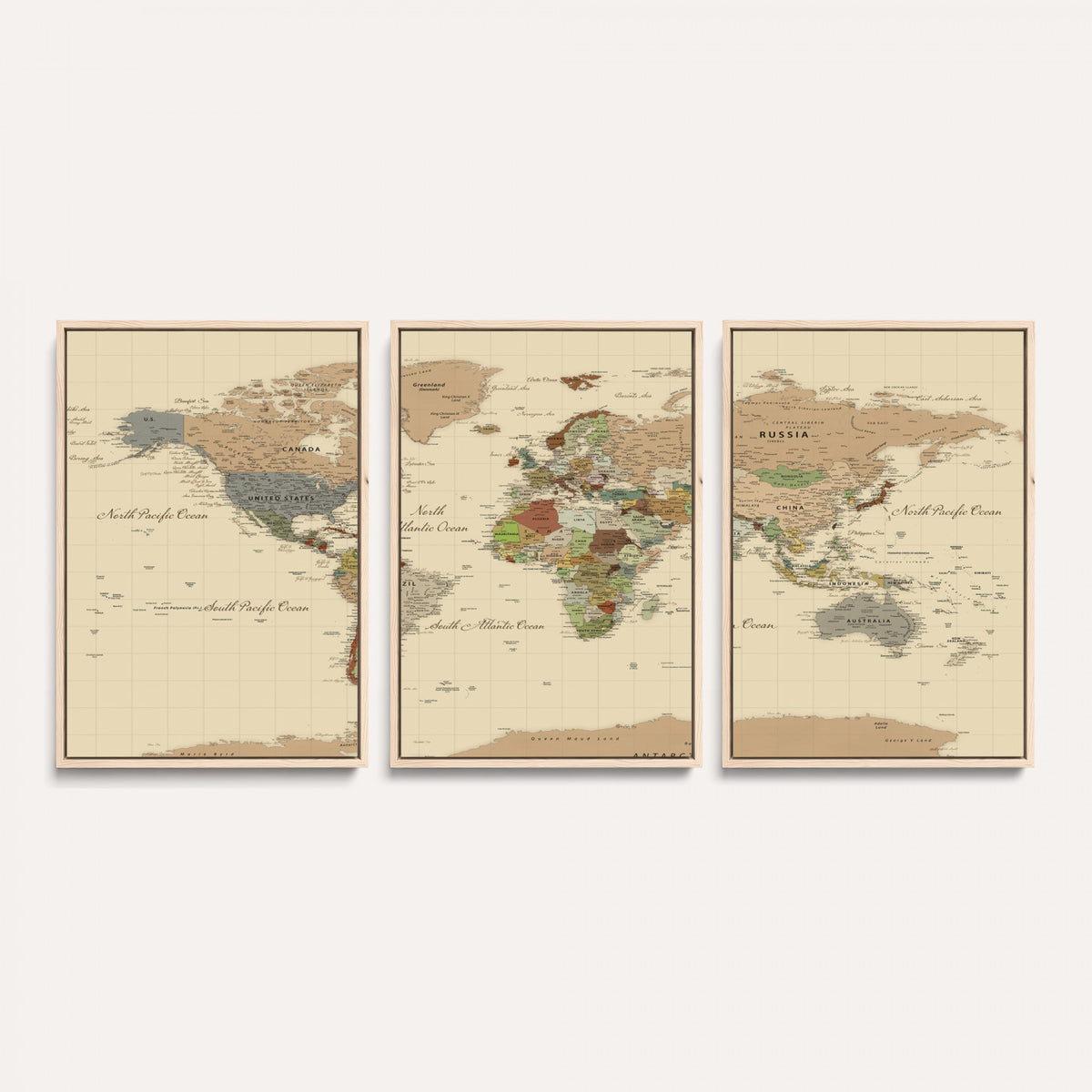 31407854-MGV-CV-36X24 - World Map Wall Art Canvas Print, Modern Decorative Framed Map Artwork Prints for Living Room, Office, Bedroom Wall Decor