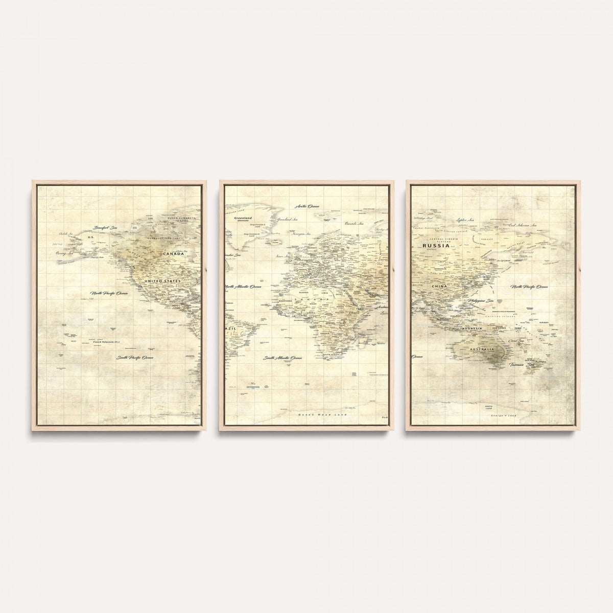 17101439-MGV-CV-36X24 - World Map Wall Art Canvas Print, Modern Decorative Framed Map Artwork Prints for Living Room, Office, Bedroom Wall Decor