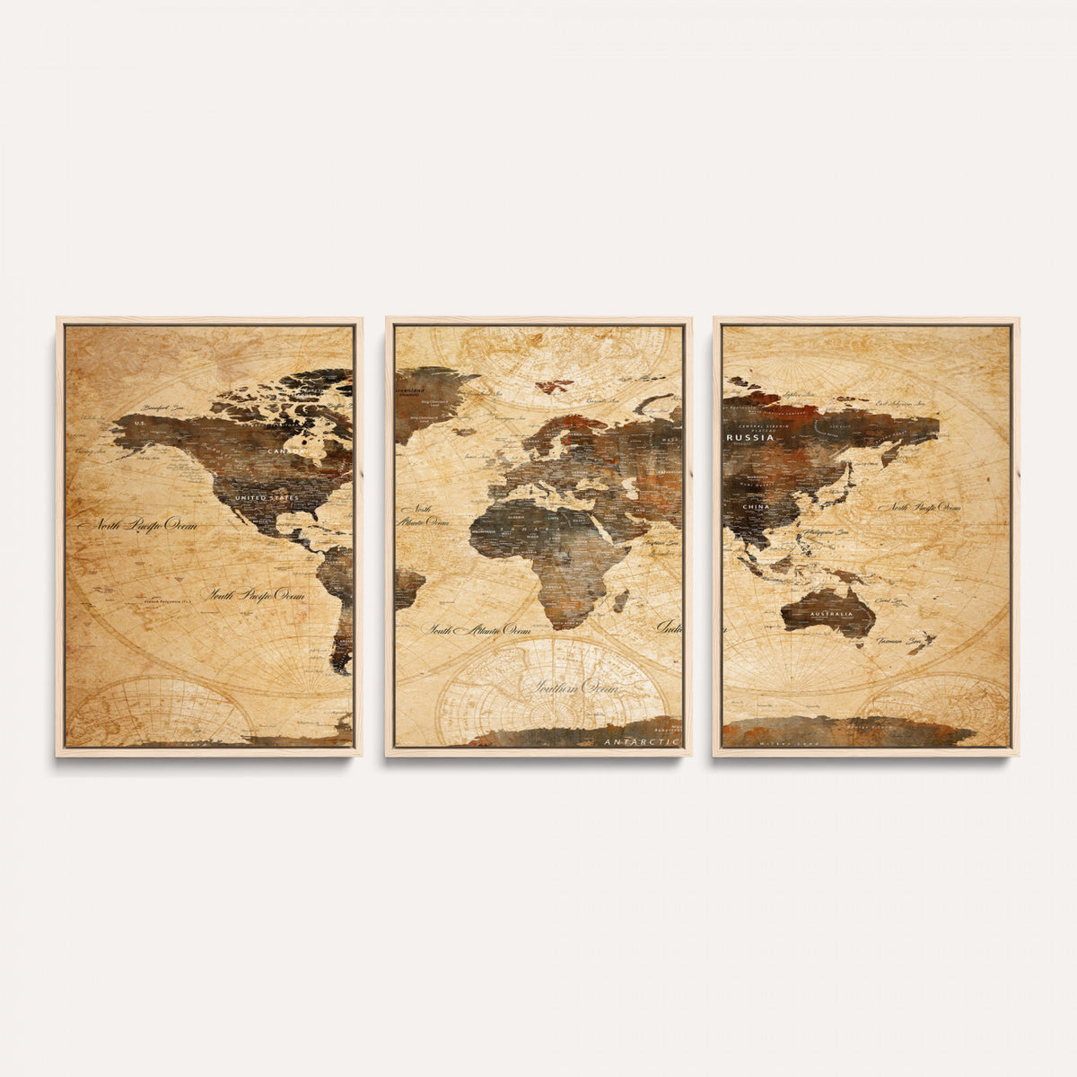 63156625-MGV-CV-36X24 - World Map Wall Art Canvas Print, Modern Decorative Framed Map Artwork Prints for Living Room, Office, Bedroom Wall Decor