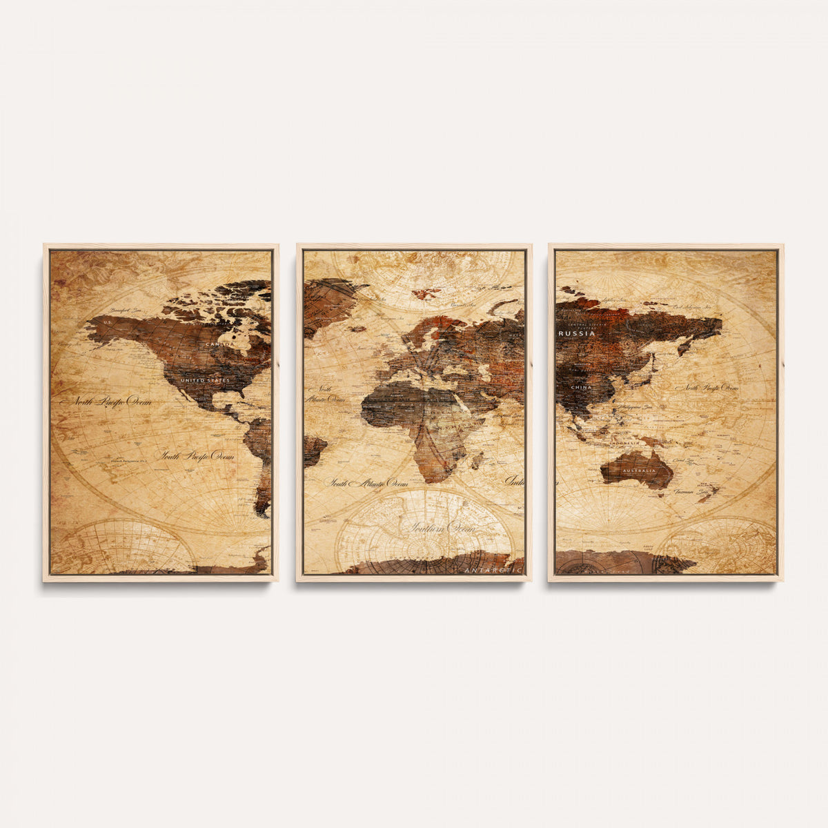 40760475-MGV-CV-36X24 - World Map Wall Art Canvas Print, Modern Decorative Framed Map Artwork Prints for Living Room, Office, Bedroom Wall Decor