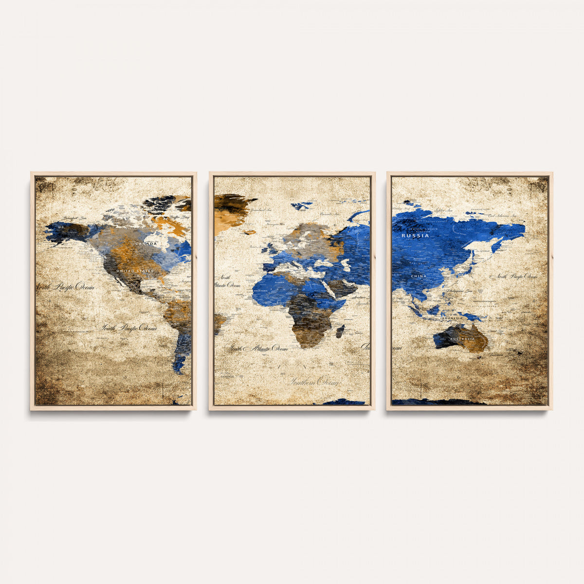 27314341-MGV-CV-36X24 - World Map Wall Art Canvas Print, Modern Decorative Framed Map Artwork Prints for Living Room, Office, Bedroom Wall Decor