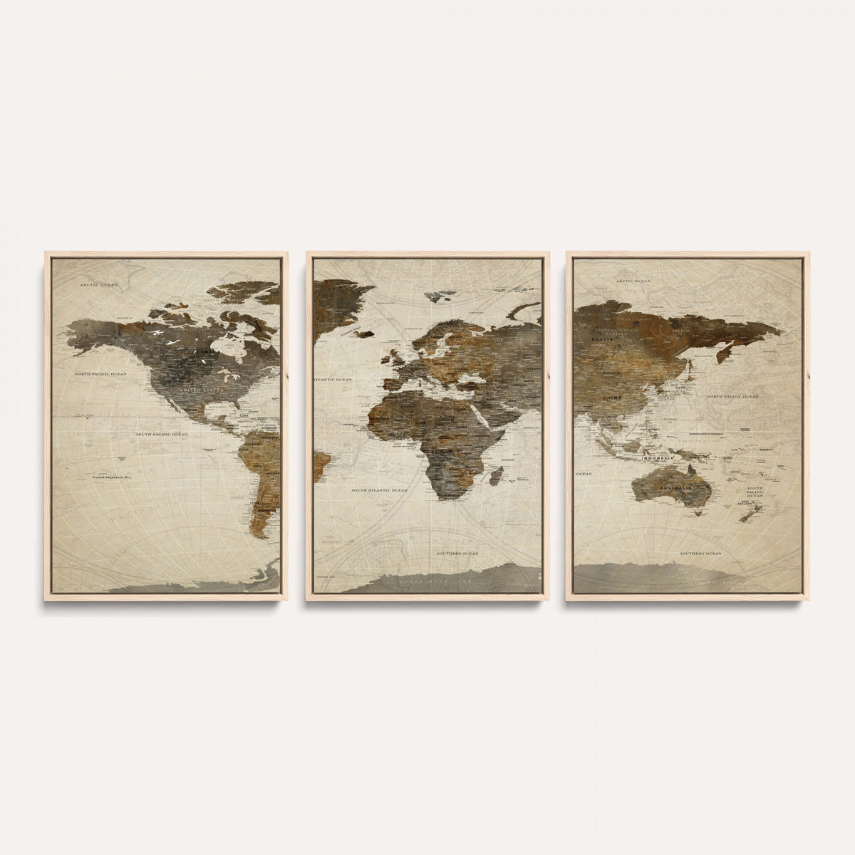 49623468-MGV-CV-36X24 - World Map Wall Art Canvas Print, Modern Decorative Framed Map Artwork Prints for Living Room, Office, Bedroom Wall Decor