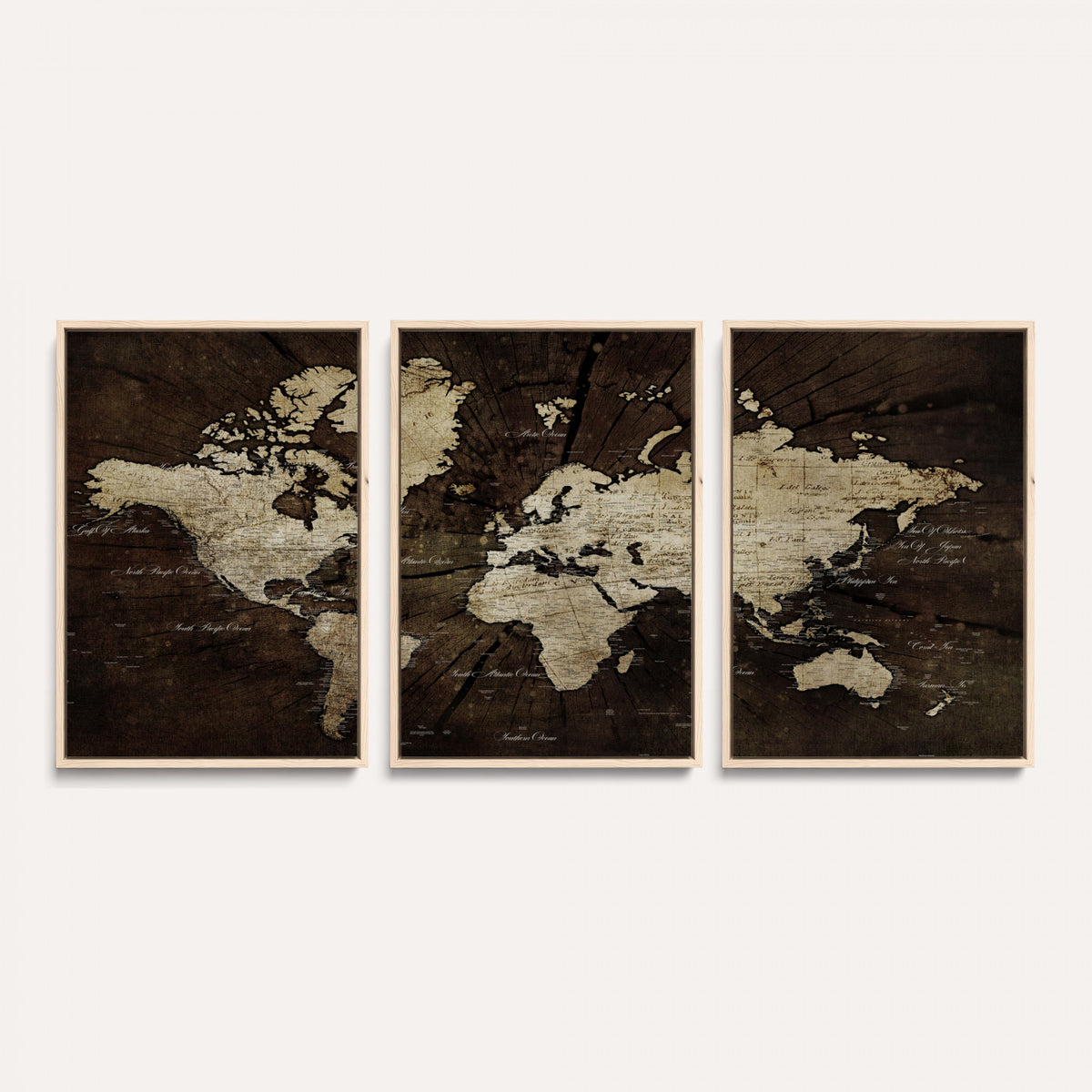 40991509-MGV-CV-36X24 - World Map Wall Art Canvas Print, Modern Decorative Framed Map Artwork Prints for Living Room, Office, Bedroom Wall Decor