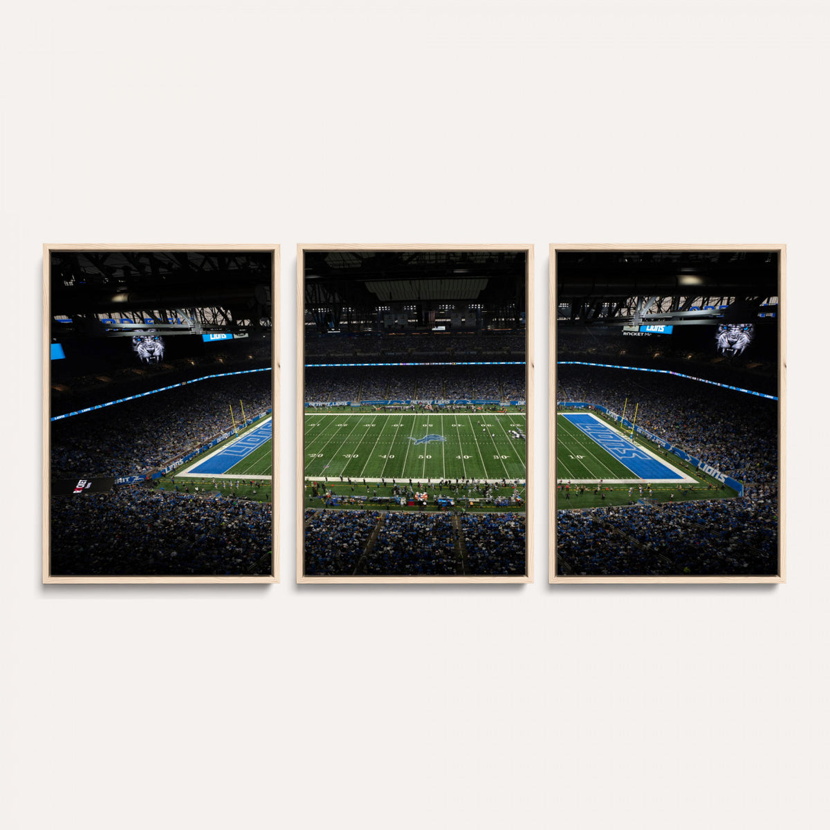 16709602-MGV-CV-36X24 - Detroit Lions Stadium Wall Art Canvas Print, Football Field Panorama