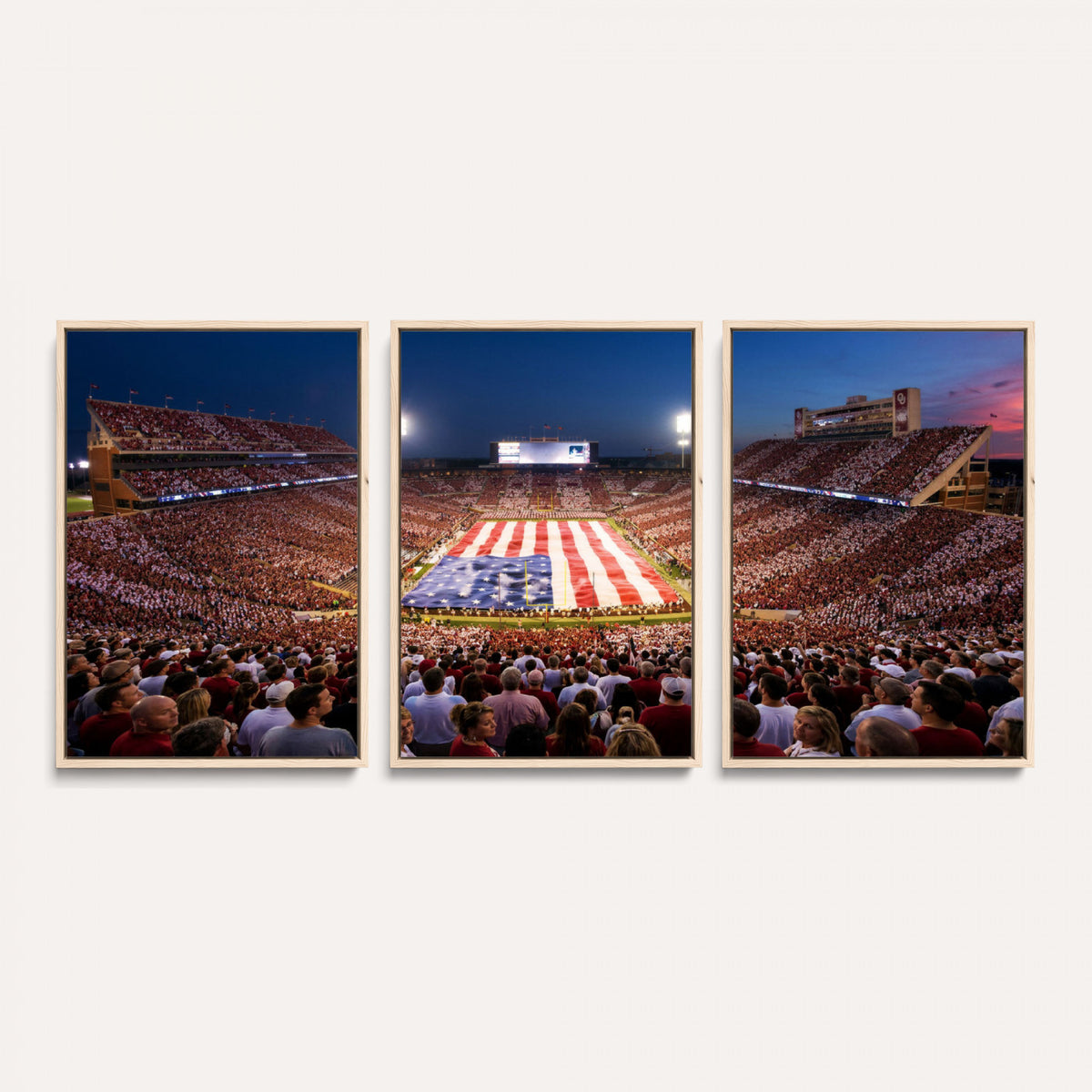 59917418-MGV-CV-36X24 - Oklahoma Memorial Stadium Wall Art Canvas Print | Oklahoma Sooners Football Artwork for Home, Office, and Sports Room Decor