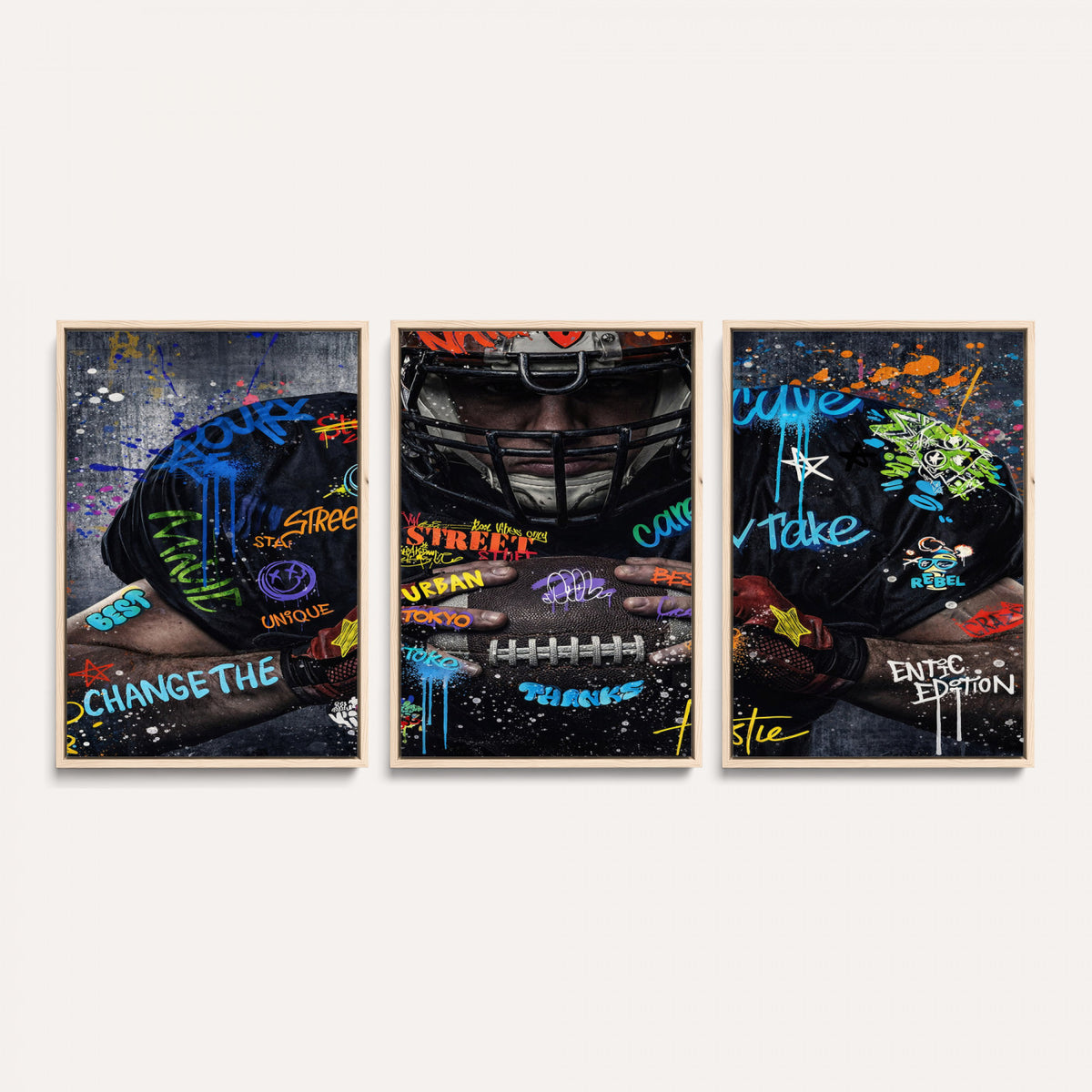 55267256-MGV-CV-36X24 - Graffiti American Football Player Street Art Wall Art Canvas Print