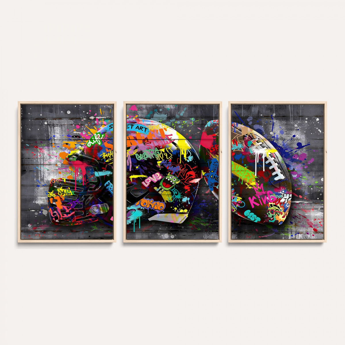 80540773-MGV-CV-36X24 - Graffiti American Football Helmet Street Art Wall Art Canvas Print