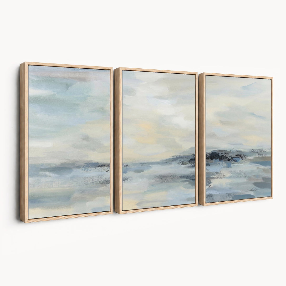 Abstract Coastal Landscape Wall Art Canvas Print | Soft Blue Gray Minimalist Art