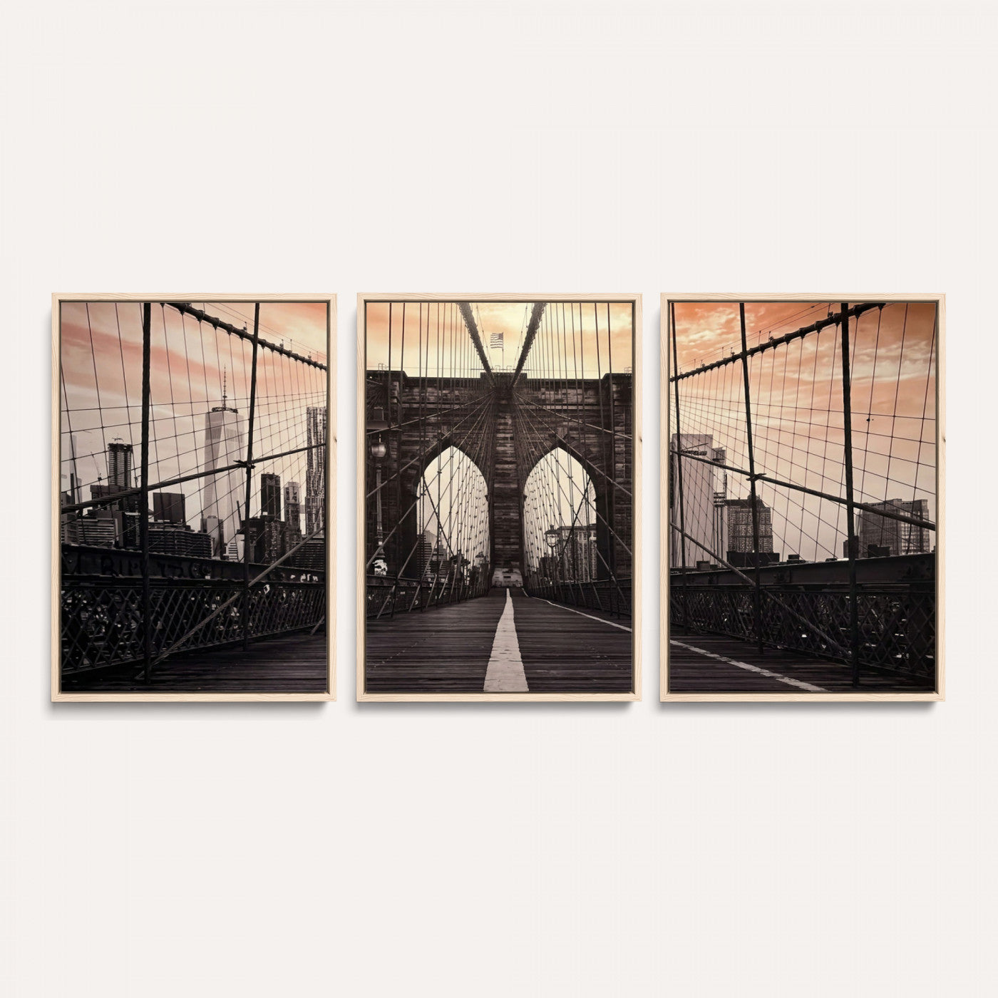 93226664-MGV-CV-36X24 - Brooklyn Bridge Canvas Wall Art, New York City Skyline Photography Print, NYC Landmark Urban Decor Artwork