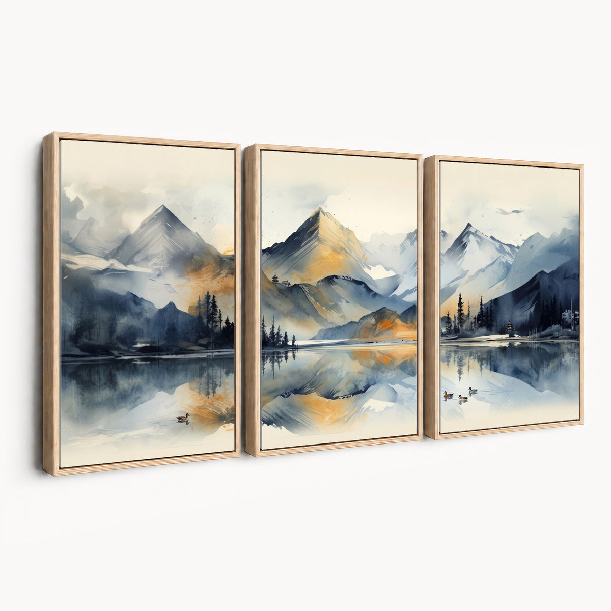 10196184T-MGV-CV-36X24 - Lake Abstract Mountain Wall Art Canvas Print