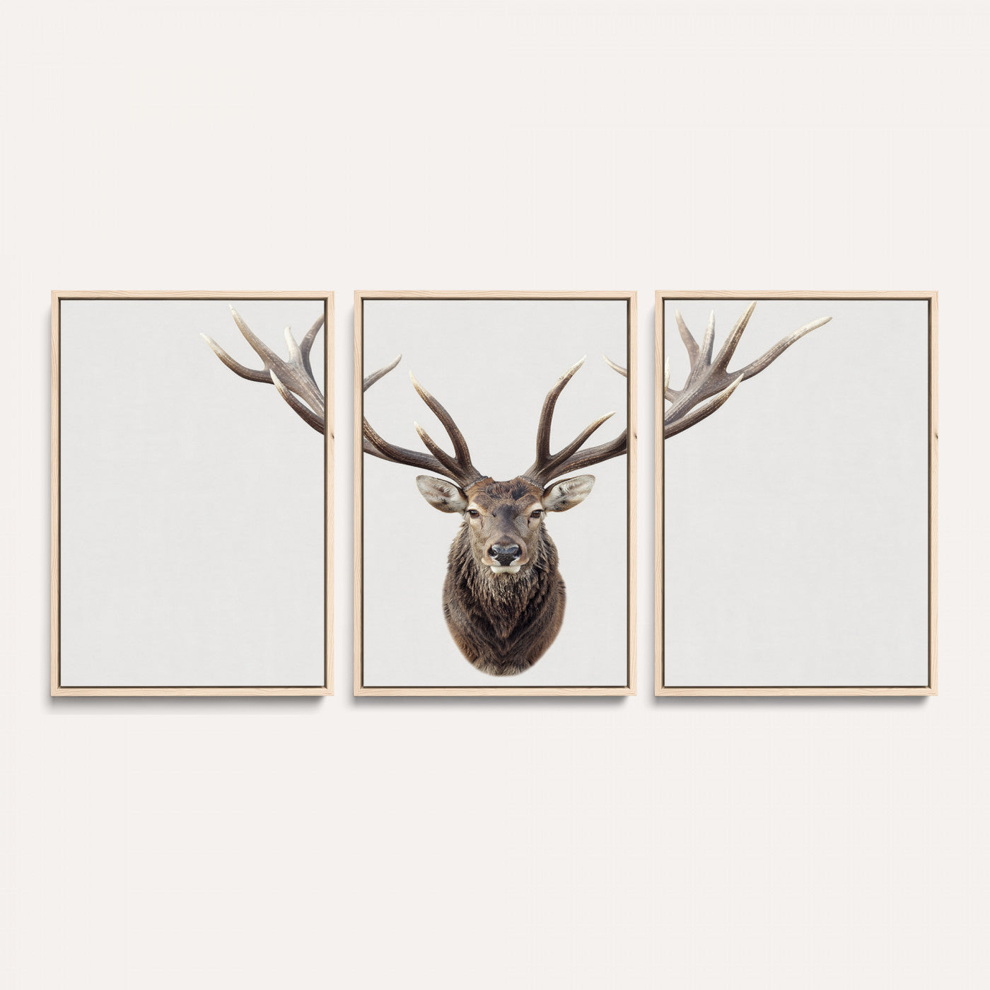 840173GY-MGV-CV-36X24 - Majestic Red Deer Canvas Wall Art – Stag Antlers Horns Print, Wildlife Hunting Poster, Rustic Cabin Lodge Decor