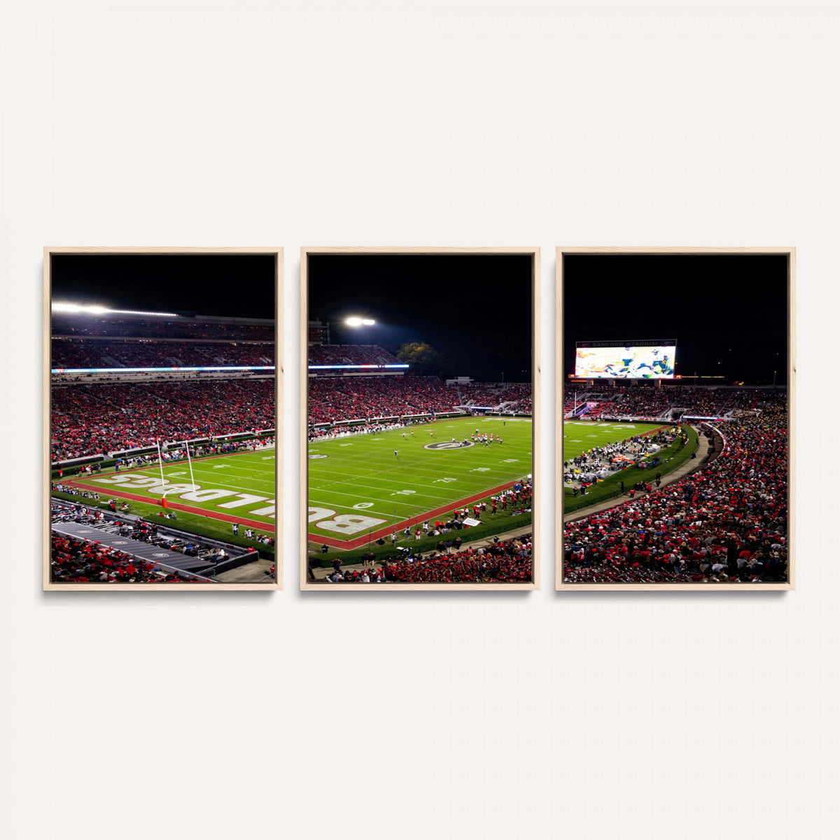 73520603-_Poster-30x20 - Georgia Bulldogs Sanford Stadium Canvas Print 3 Piece Framed Wall Art Extra Large Floating Frame Nature Poster Made in USA