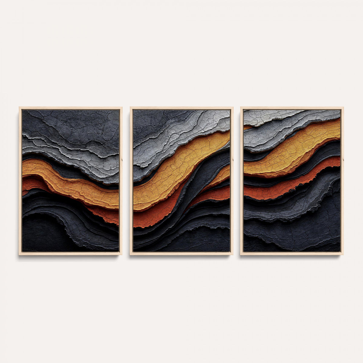 59852489-MGV-CV-36X24 - Abstract Waves Canvas Wall Art - Modern Terracotta and Charcoal Gray Print