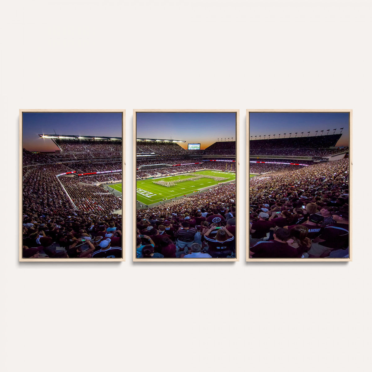 25148-MGV-CV-36X24 - Texas A&M University Aggies Football Team Print, College Station Kyle Field, Framed and Ready to Hang