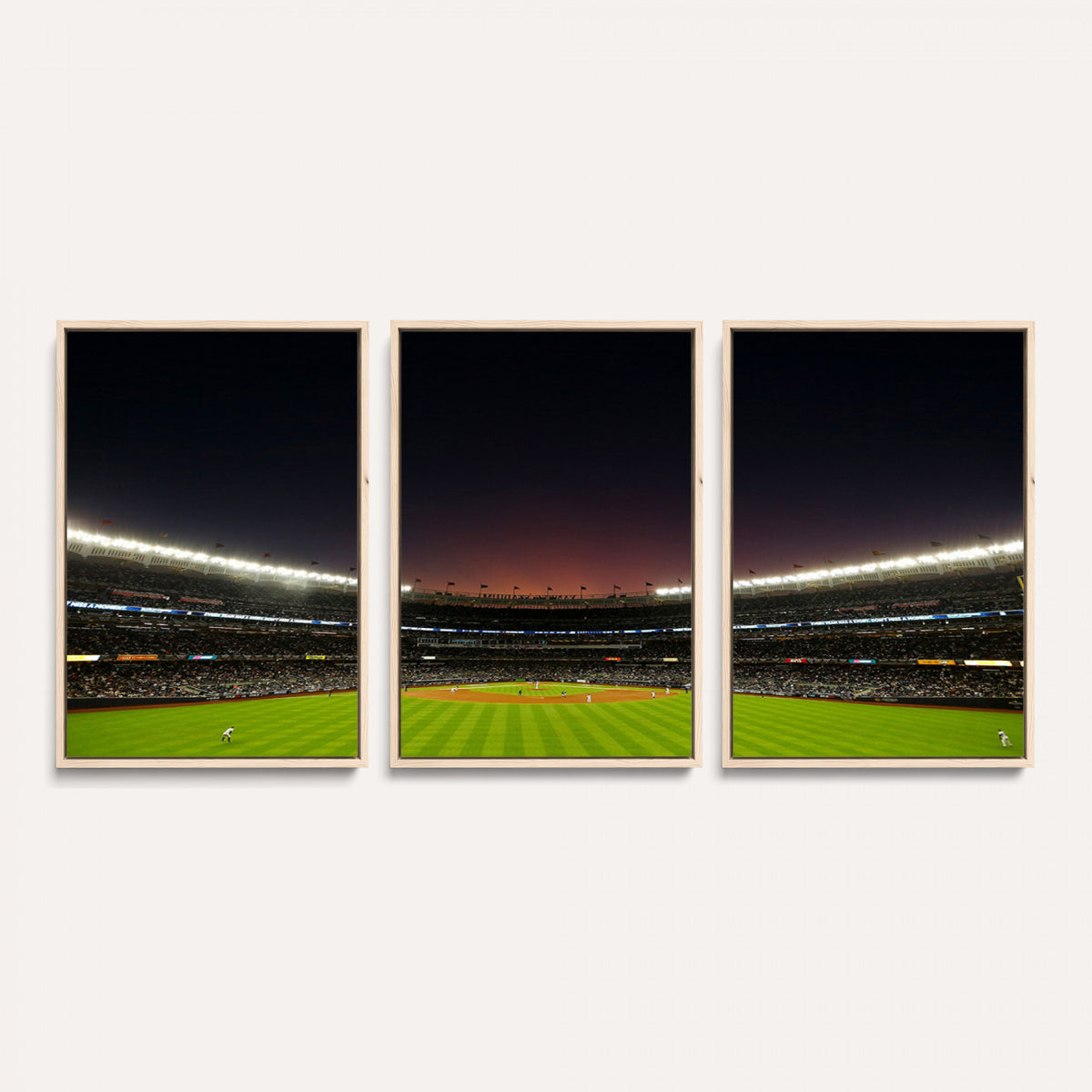 59138-MGV-CV-36X24 - Yankee Stadium Night Game Triple Canvas, New York Yankees Stadium Wall Art