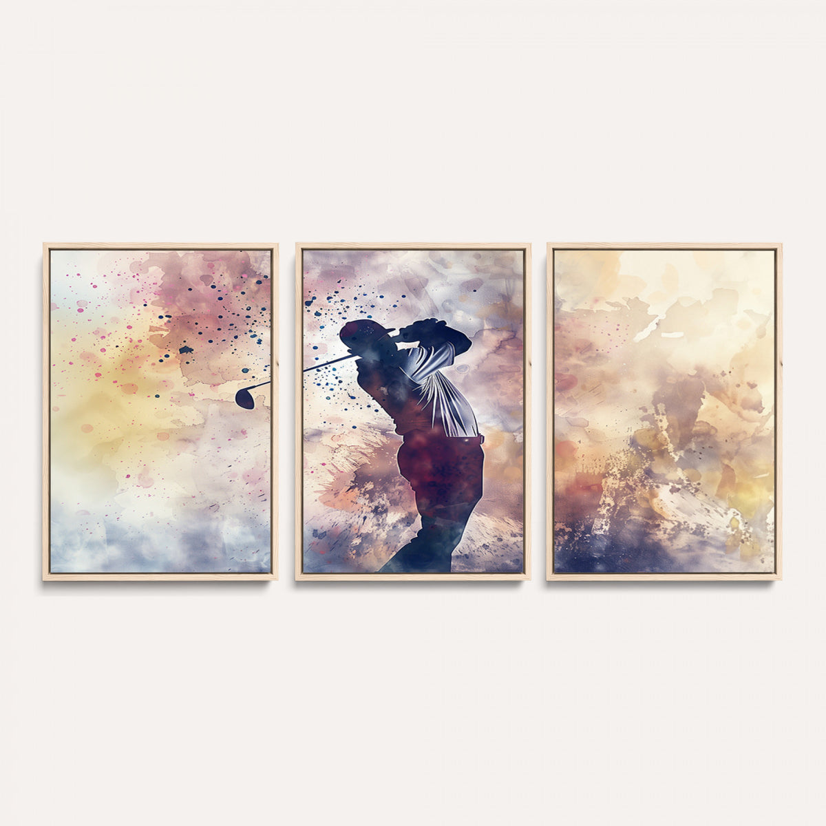 10848-MGV-CV-36X24 - Abstract Watercolor Golf Player Wall Art Canvas Print