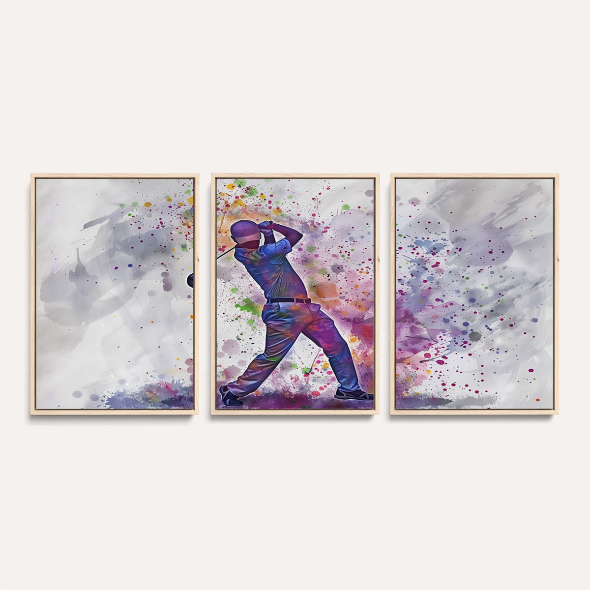 60116-MGV-CV-36X24 - Watercolor Golf Swing Wall Art Canvas Print, Vibrant, Framed and Ready to Hang