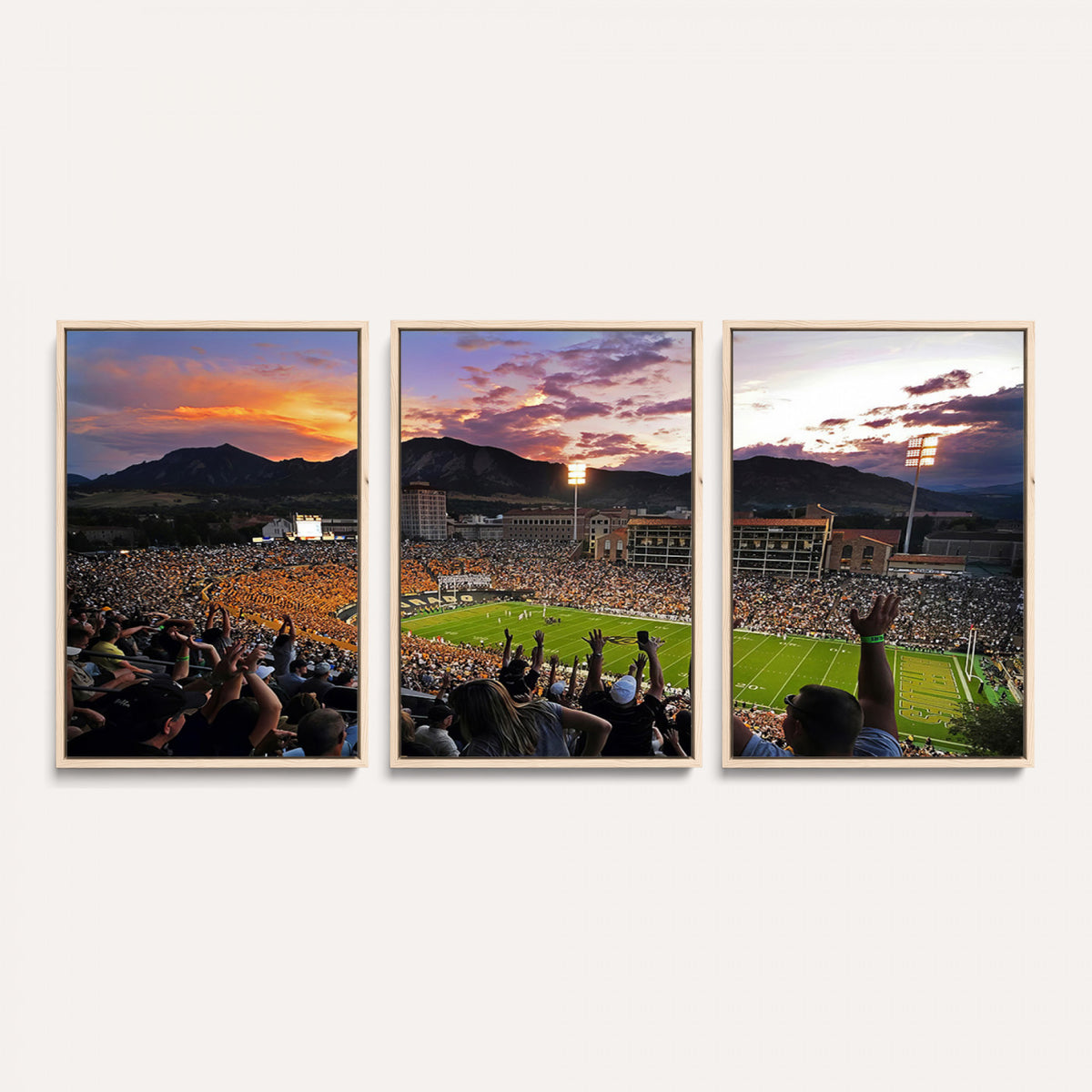 80381-MGV-CV-36X24 - Framed Colorado Buffaloes Football Team Print - Boulder Folsom Field Stadium Wall Art Canvas Print
