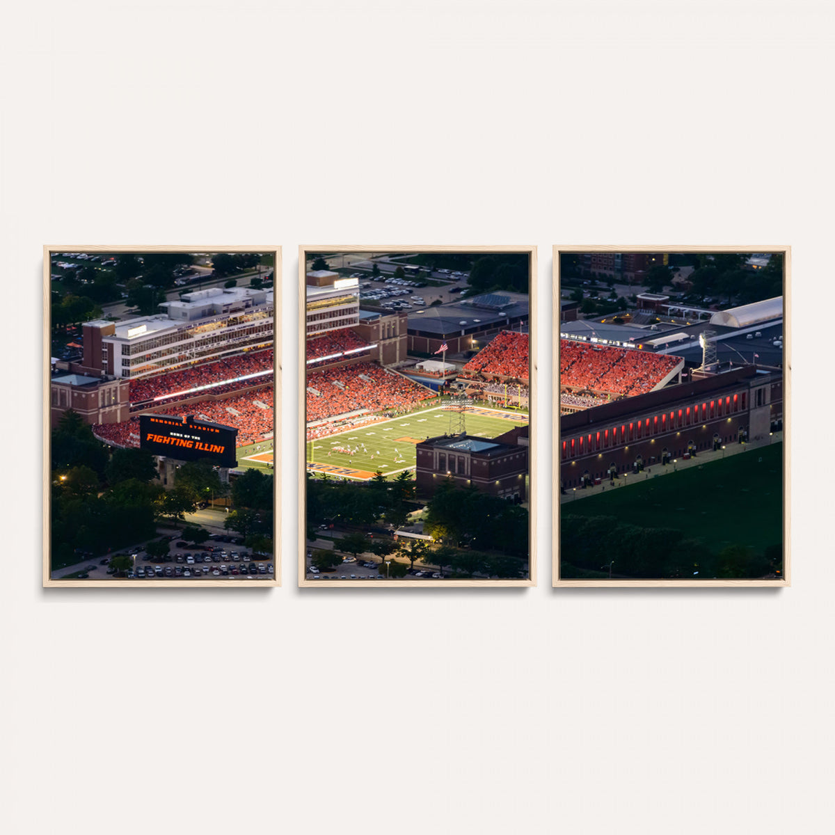 78052-MGV-CV-36X24 - University of Illinois Fighting Illini Football Team Print - Champaign Illinois Memorial Stadium