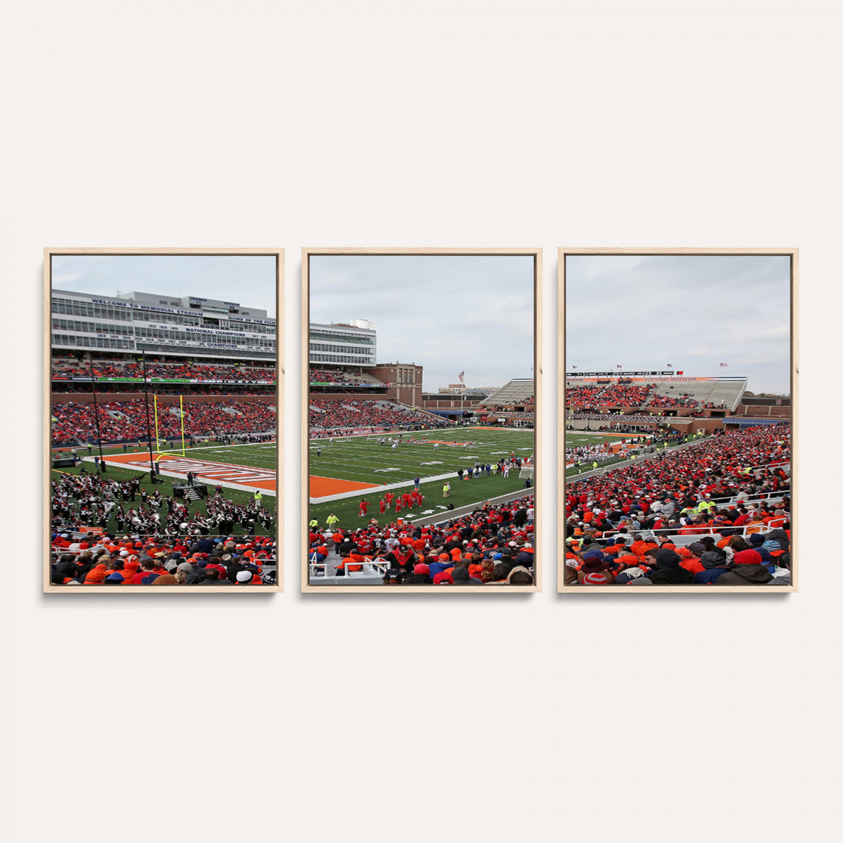 86851-MGV-CV-36X24 - University of Illinois Fighting Illini Football Team Print - Champaign Illinois Memorial Stadium