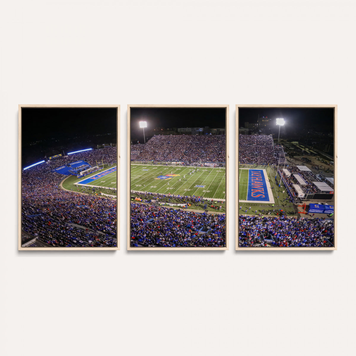 69760-MGV-CV-36X24 - University of Kansas Jayhawks Football Team Print - Lawrence Kansas Memorial Stadium Wall Art Canvas