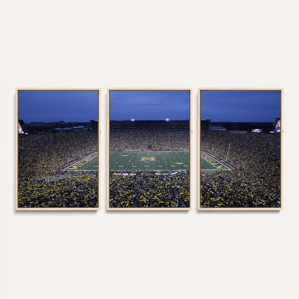 34202-MGV-CV-36X24 - University of Michigan Wolverines Football Team Print - Ann Arbor Michigan Stadium Wall Art Canvas