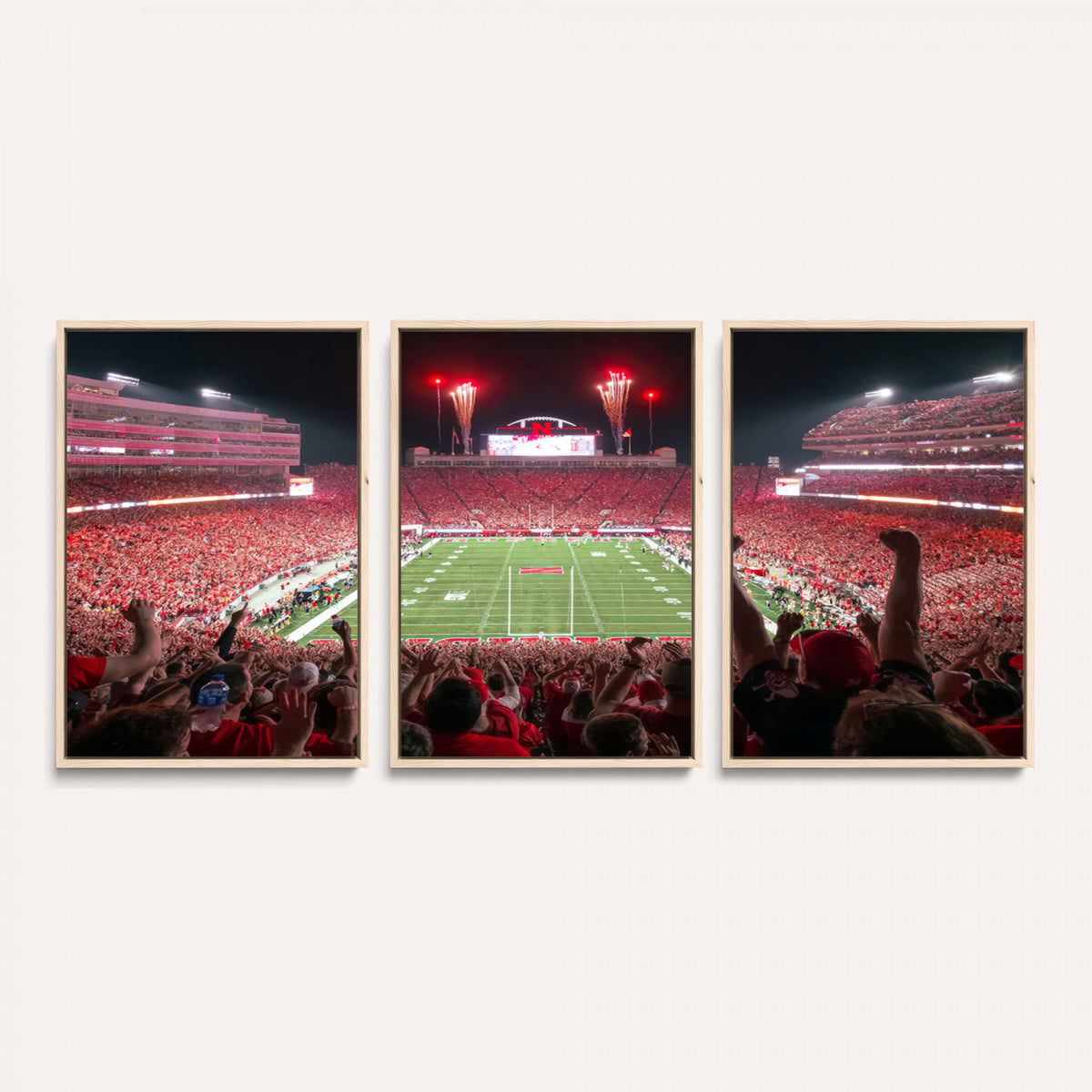 43351-MGV-CV-36X24 - University of Nebraska Cornhuskers Football Team Print - Lincoln Memorial Stadium Wall Art Canvas