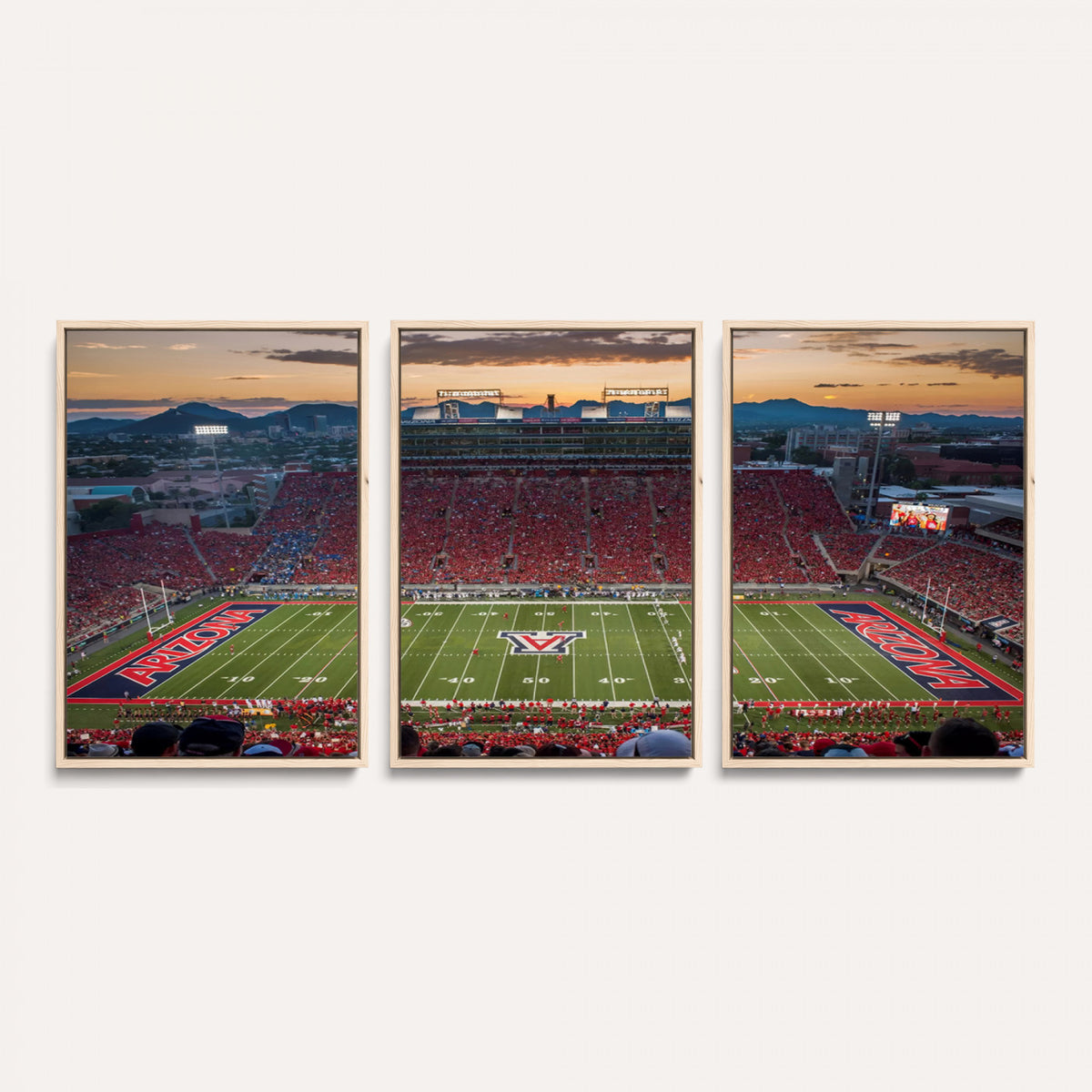 99722-MGV-CV-36X24 - Framed Arizona Wildcats Football Team Print - Tucson Arizona Stadium Wall Art Canvas Print