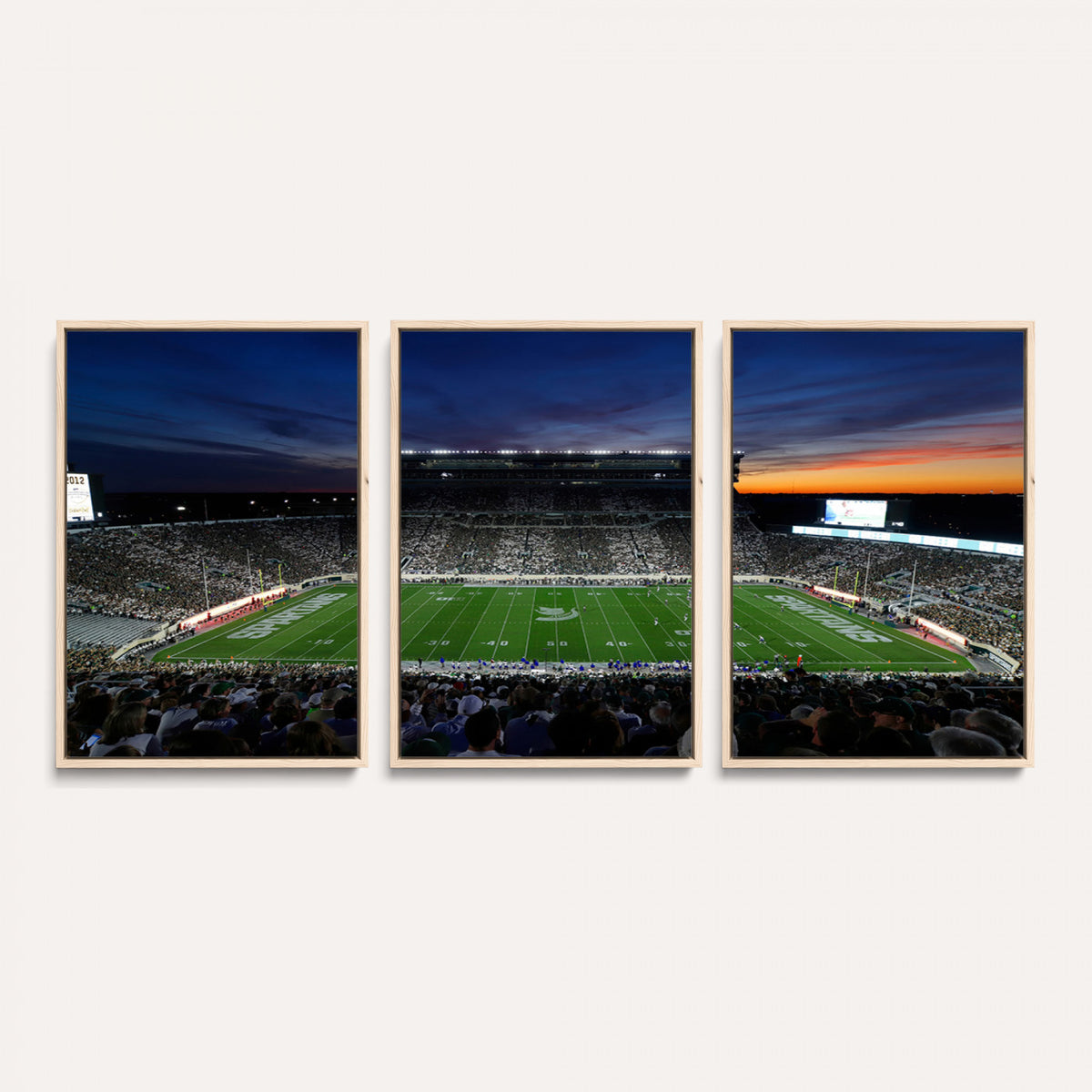 49074-PAN-FL-20X10 - Michigan State Spartans Football Team Print - East Lansing Spartan Stadium Canvas Print