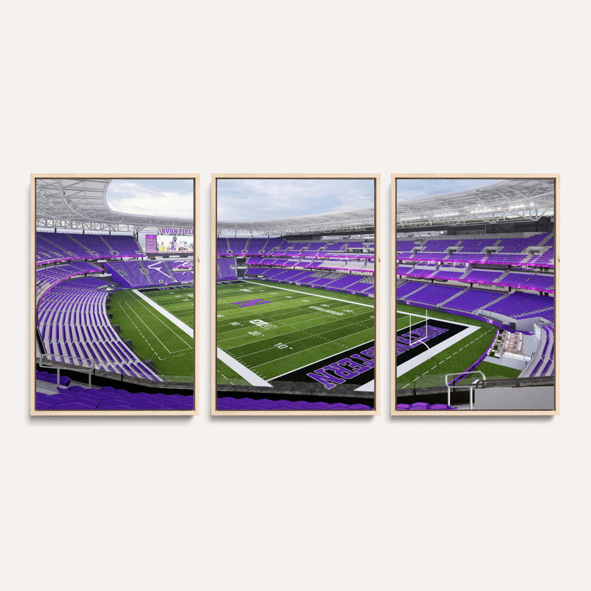 49190-MGV-CV-36X24 - Northwestern University Wildcats Football Team Print - Evanston Ryan Field Wall Art Canvas Print