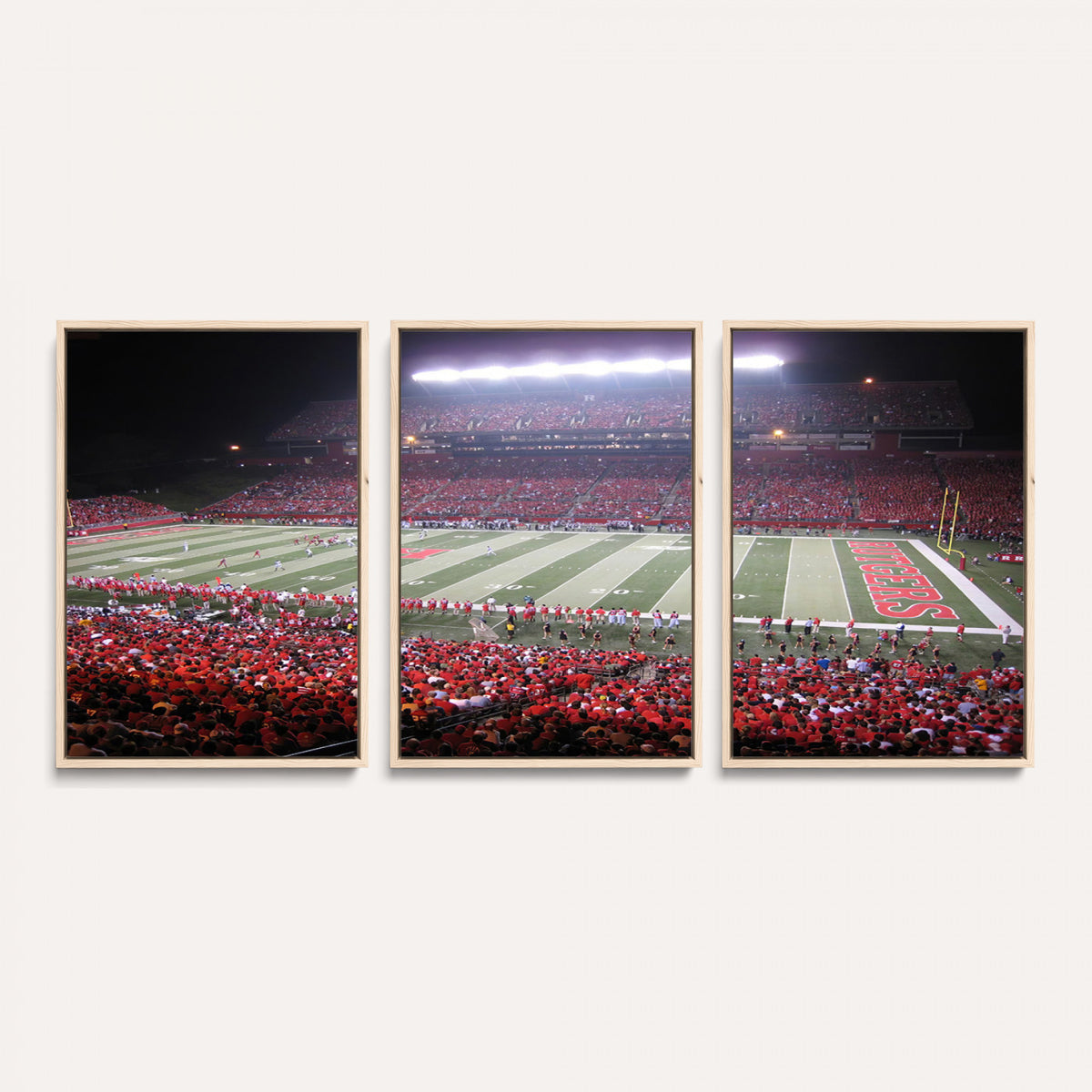 53225-PAN-FL-20X10 - Rutgers University Scarlet Knights Football Team Print - Piscataway SHI Stadium Wall Art Canvas
