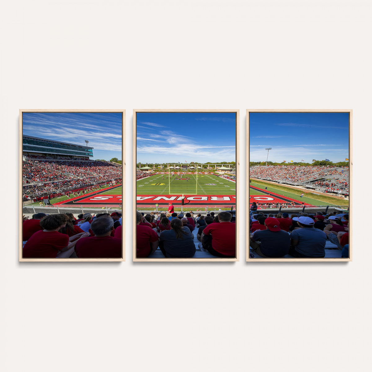 71475-PAN-FL-20X10 - Ball State Cardinals Football Team Print - Muncie Scheumann Stadium Wall Art Canvas Print
