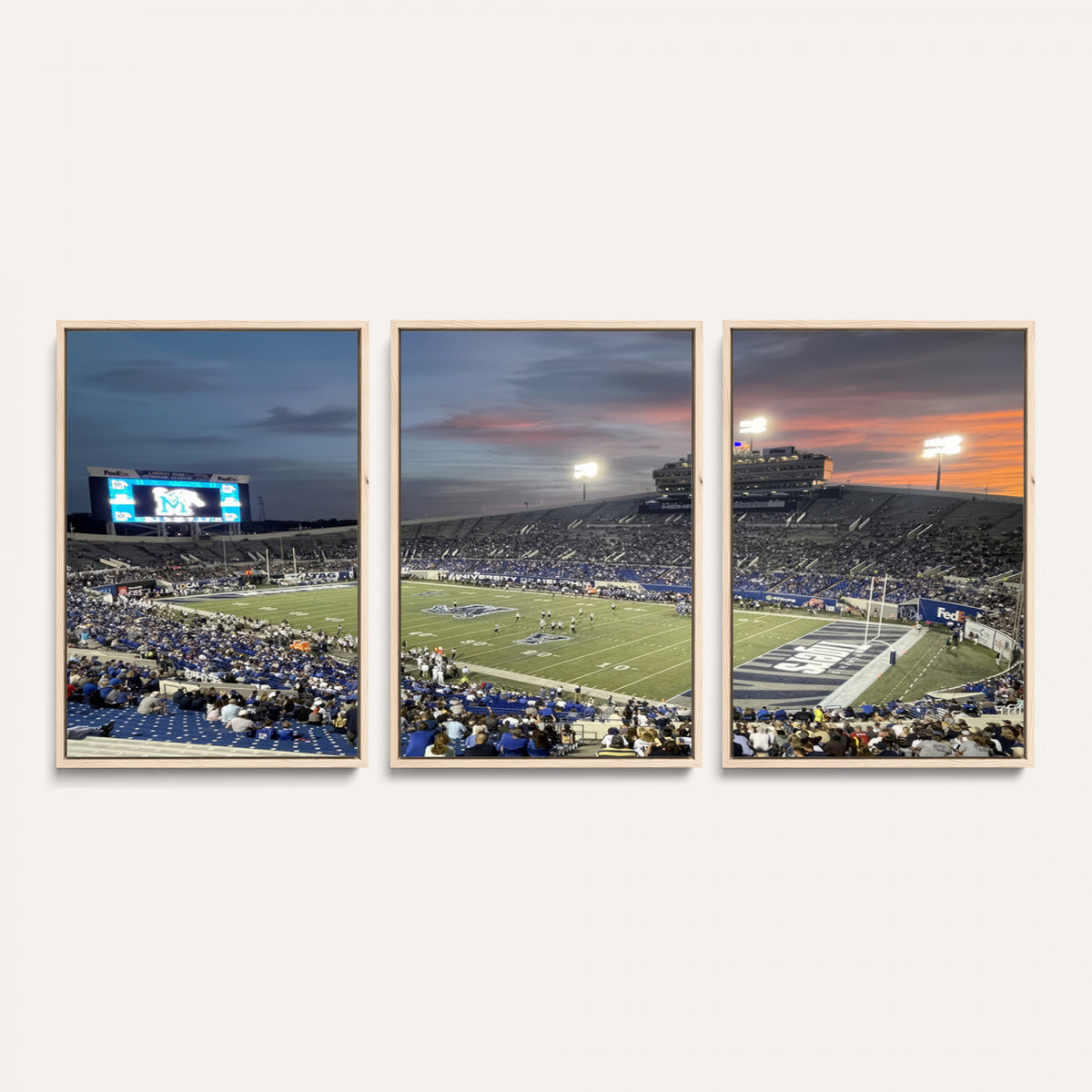 64409-PAN-FL-20X10 - Memphis Tigers Football Team Print - Memphis Simmons Bank Liberty Stadium Wall Art Canvas Print