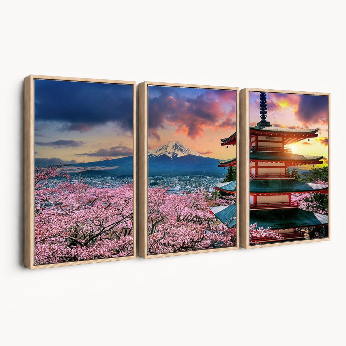 95987-MGV-CV-24X16 - Cherry Blossoms Canvas Print, Chureito Pagoda and Mount Fuji Wall Art