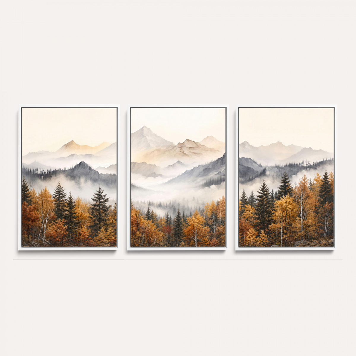 70049-MGV-CV-36X24 - Abstract Mountain Wall Art, Misty Mountain Forest