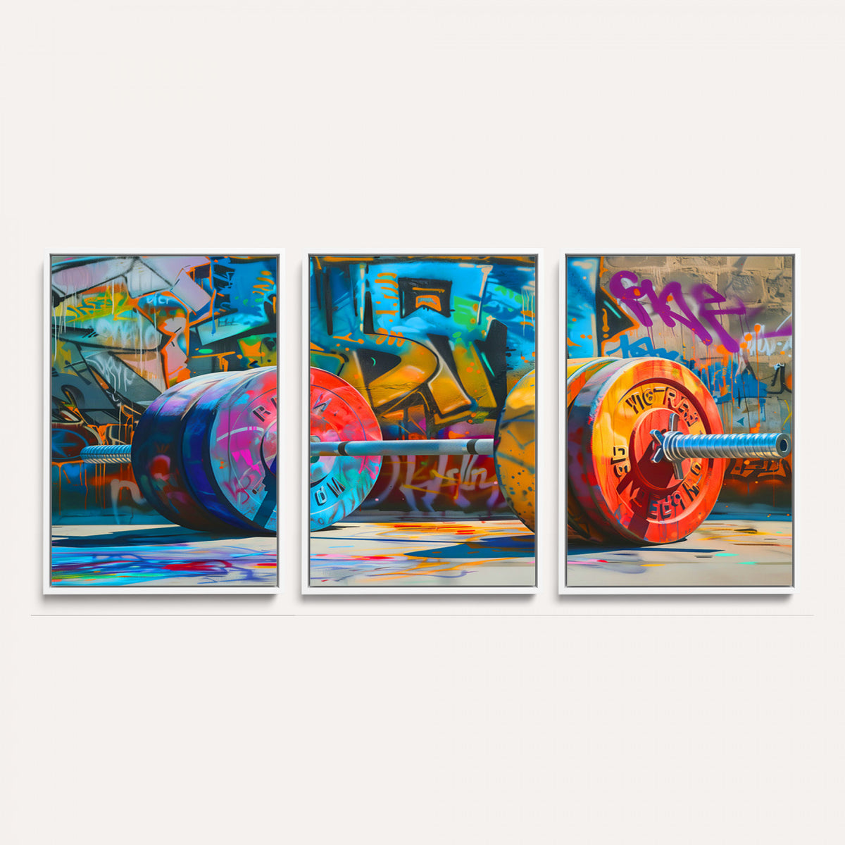 70871-MGV-CV-36X24 - Fitness Gym Barbell Graffiti Wall Art Canvas Print