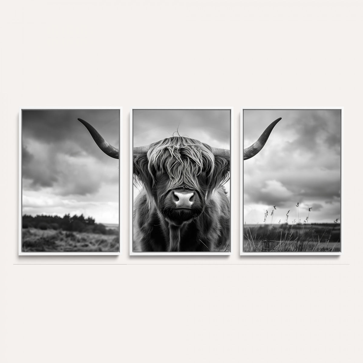 17924-_Poster-30x20 - Scottish Cow Wall Art Canvas Print, Longhorn Wall Art