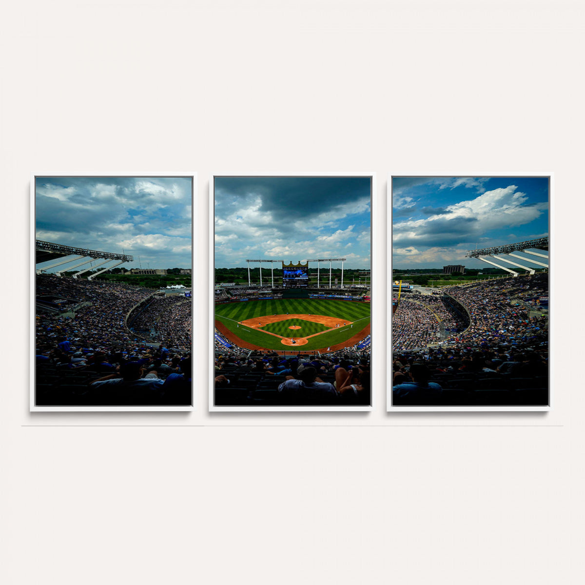 37127-MGV-CV-36X24 - 3-Panel Kauffman Stadium Wall Art Print | Large Kansas City Royals Baseball Canvas