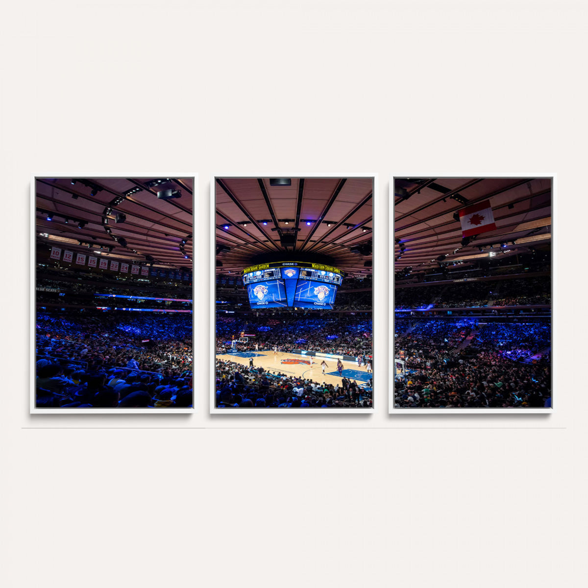 20491-MGV-CV-36X24 - Madison Square Garden Basketball Print Canvas, Basketball Game Triple Canvas Wall Art
