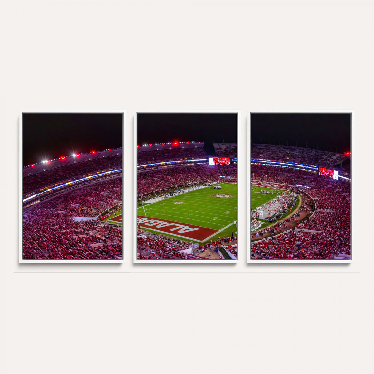 11343-MGV-CV-36X24 - Bryant-Denny Stadium Night Game Triple Canvas Wall Art | Alabama Crimson Tide Football