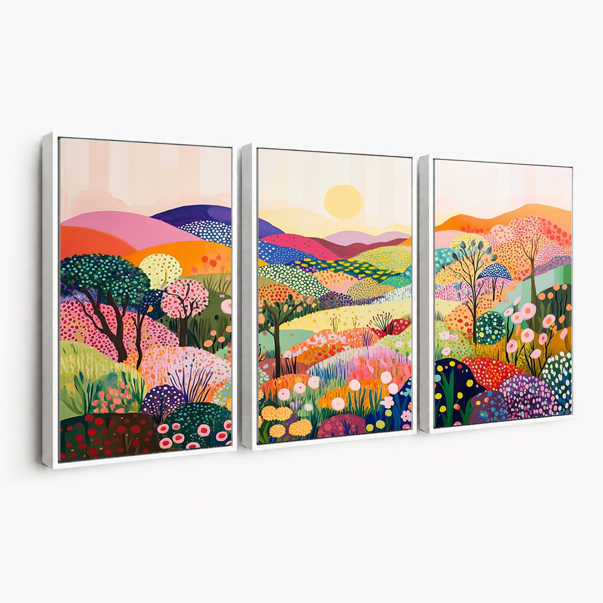 63198-MGV-CV-24X16 - Yayoi Kusama 1986 Wall Art Print, Yayoi Kusama Wabi Sabi Japanese Abstract Landscape Canvas